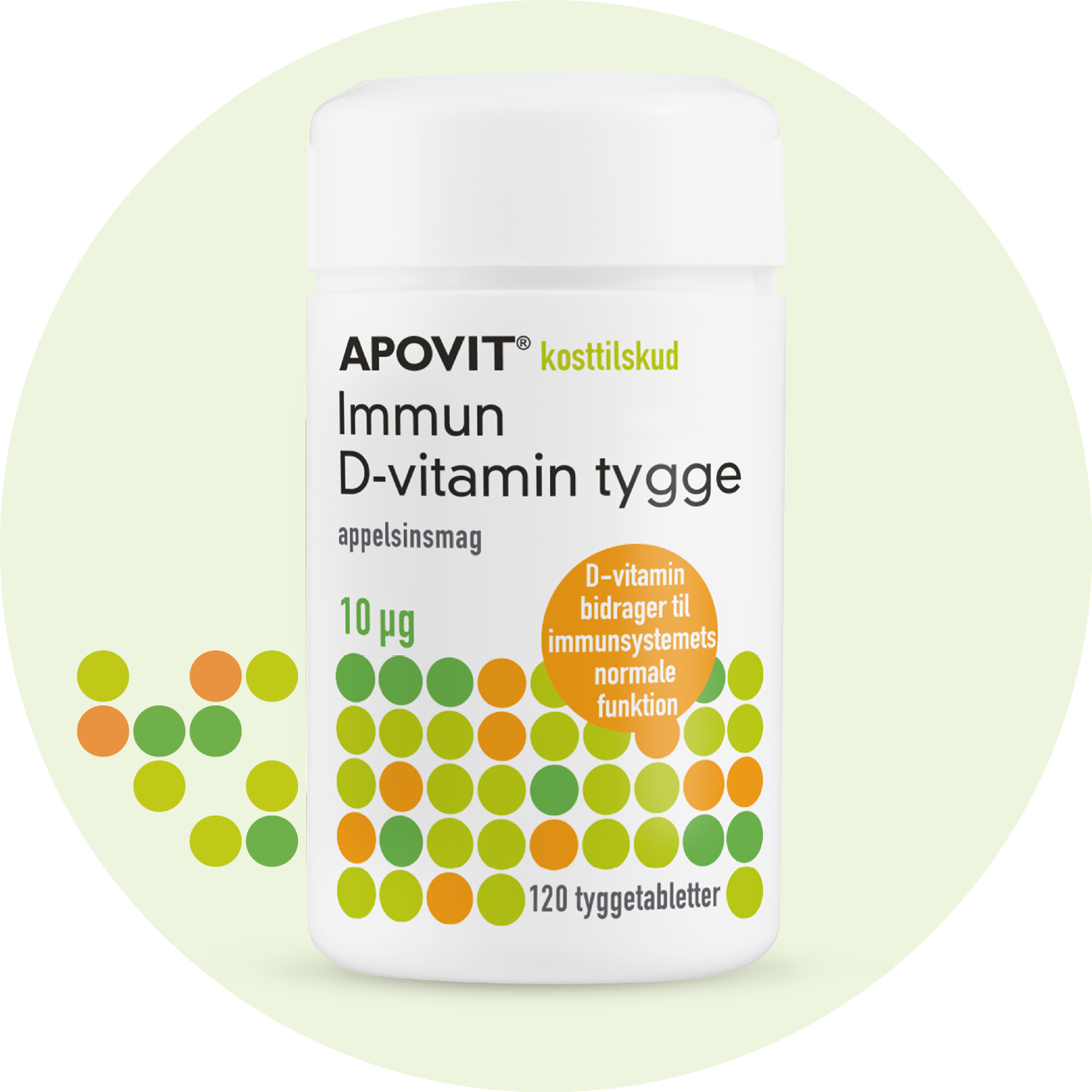 Immun D-vitamin tygge 10 µg, appelsinsmag