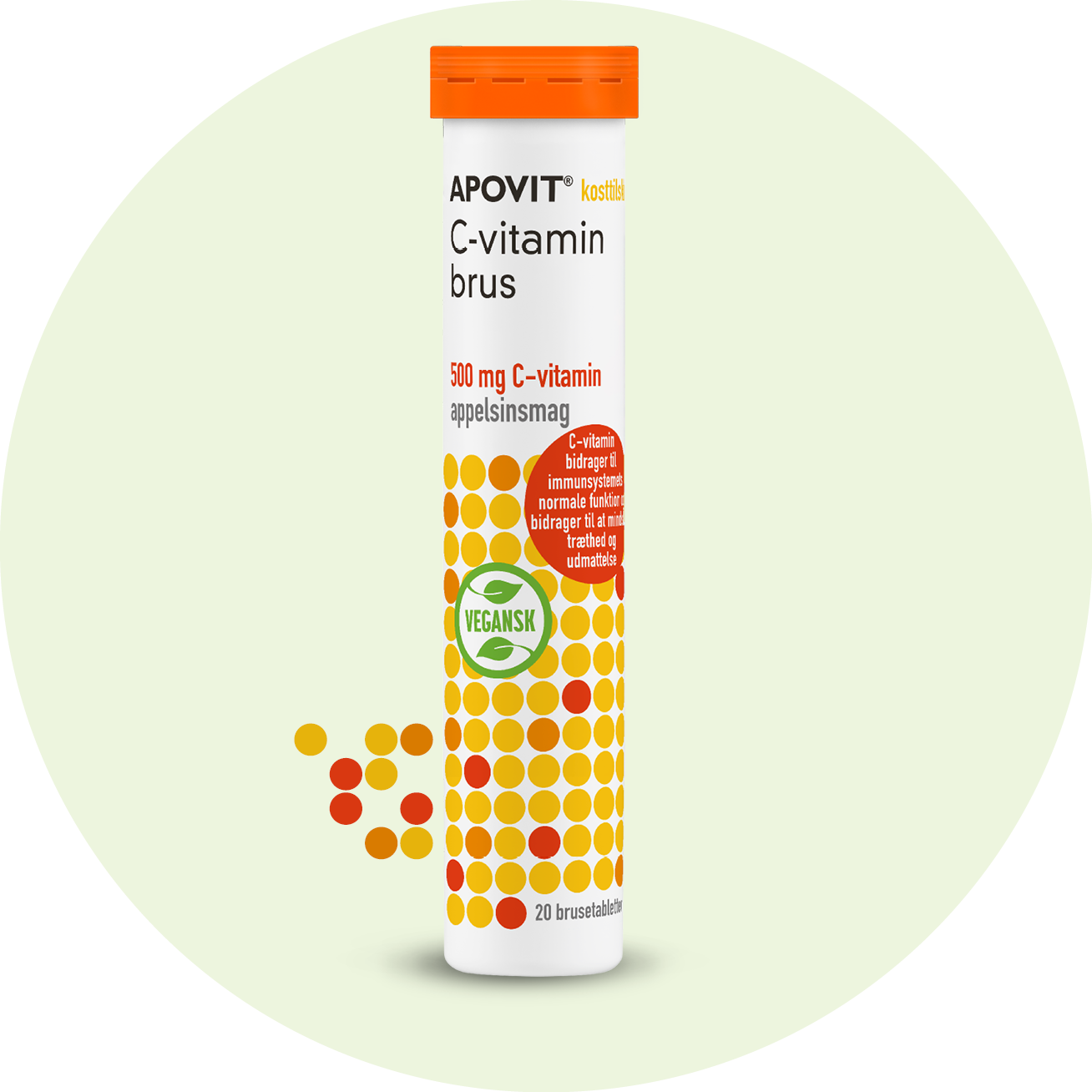 C-vitamin brus 500 mg, appelsinsmag, 20 brustabletter
