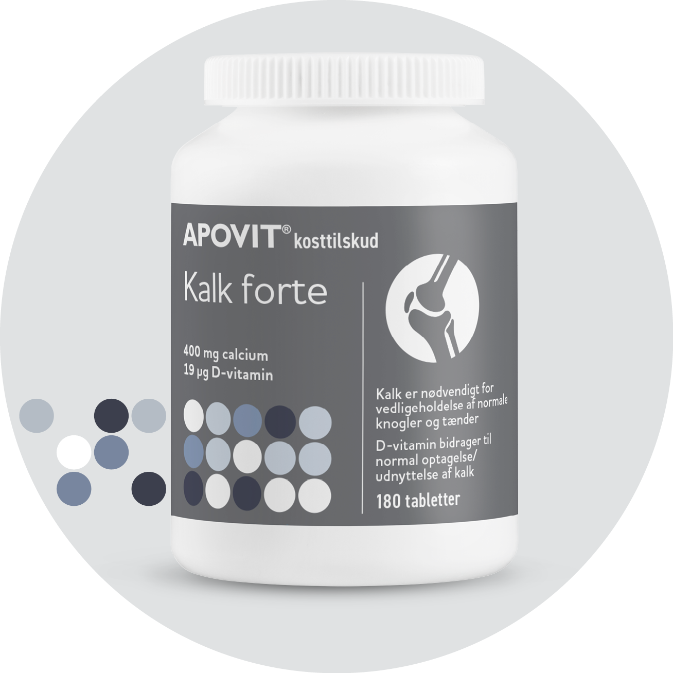 Kalk Forte + 19 µg D-vitamin, 180 tabletter