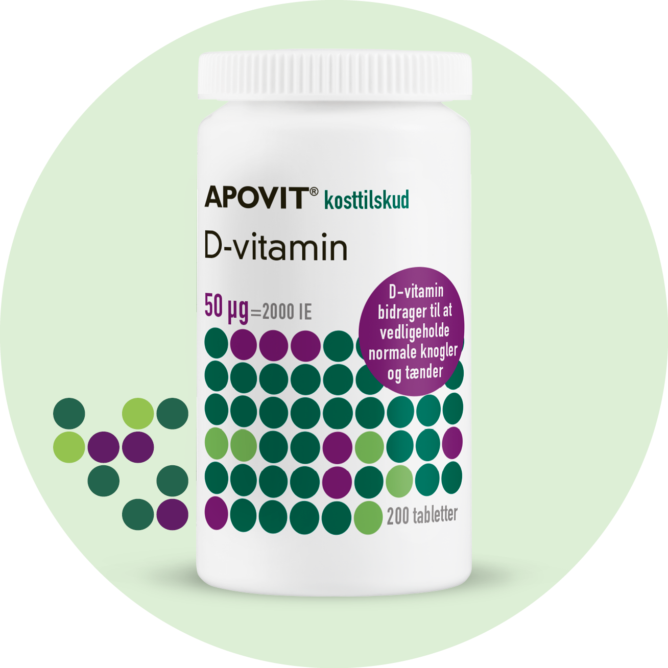 D-vitamin 50 µg, 200 tabletter