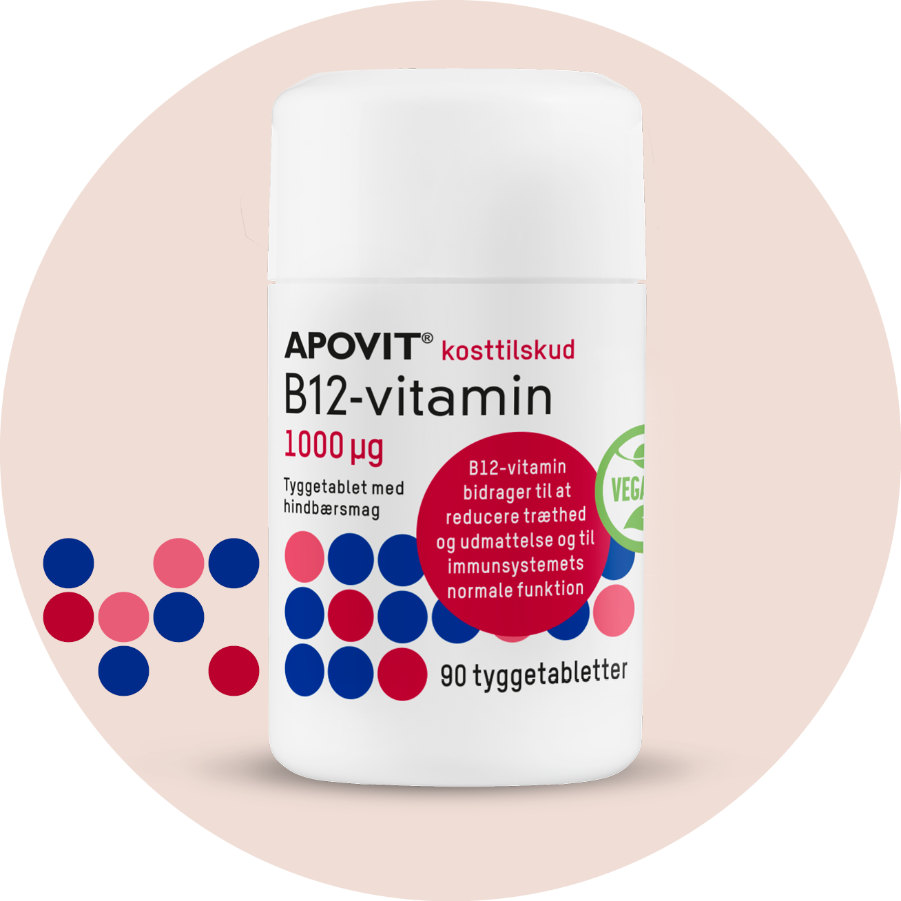 B12 1000 µg, hindbærsmag, 90 tyggetabletter