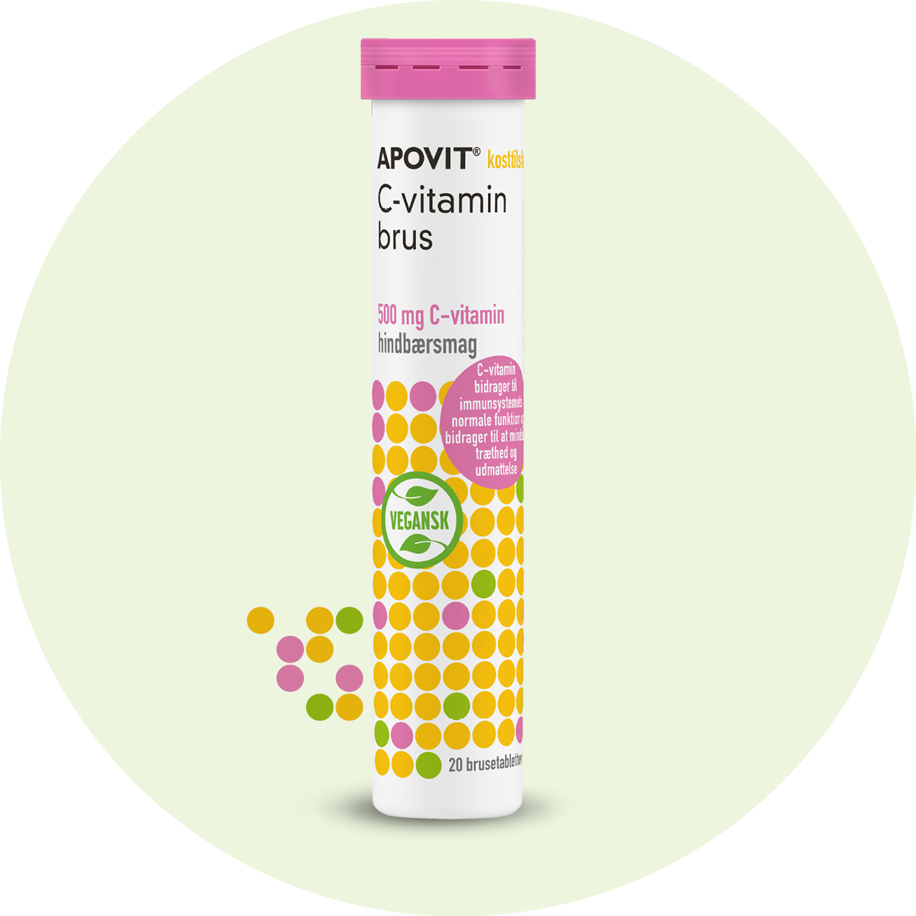 C-vitamin brus 500 mg, hindbærsmag, 20 brustabletter